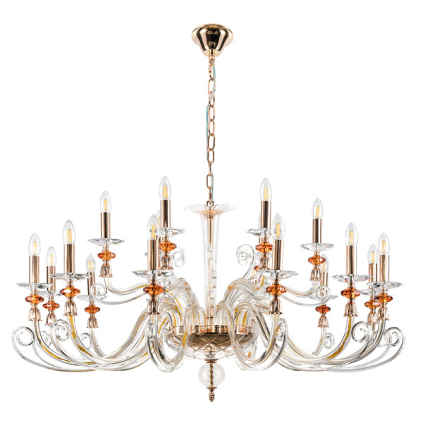 CATARINA_SP122B6_V2_GOLD-TRANSPARENT-COGNAC Люстра Crystal Lux CATARINA SP12+6 V2 GOLD/TRANSPARENT-COGNAC
