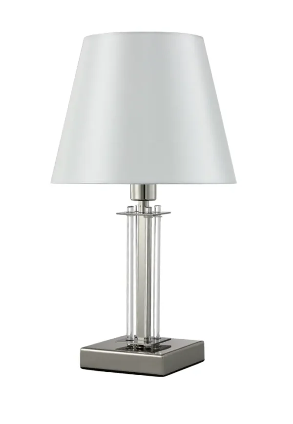 NICOLAS_LG1_NICKEL-WHITE Настольная лампа Crystal Lux NICOLAS LG1 NICKEL/WHITE