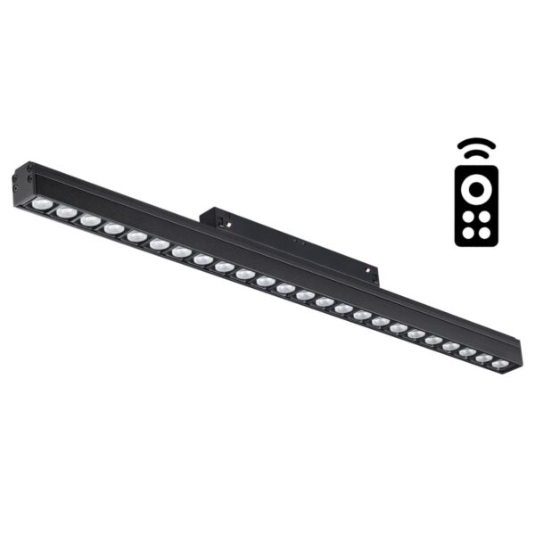 0481ada4d1ef097853e3591c68a76807 358624 SHINO NT21 064 черный Трековый низковольтный св-к диммируемый с ДУ, со сменой цв.температуры IP20 LED 3000~6500К 24W 48V FLUM