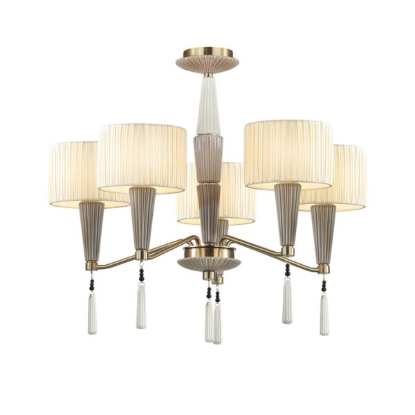 08d0ea72925ebc76898c0476f1957076 5403/5 CLASSIC ODL_EX23 171 бронзовый/светло-коричневый/кремовый металл/керамика/ткань Люстра E14 5*40W LATTE