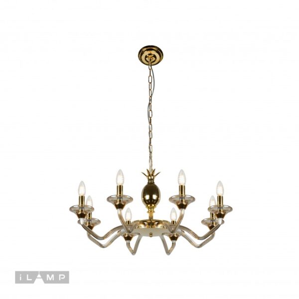 Подвесная люстра iLamp Flo YT2049-8 Золото+Коньяк Подвесная люстра iLamp Flo YT2049-8 Золото+Коньяк