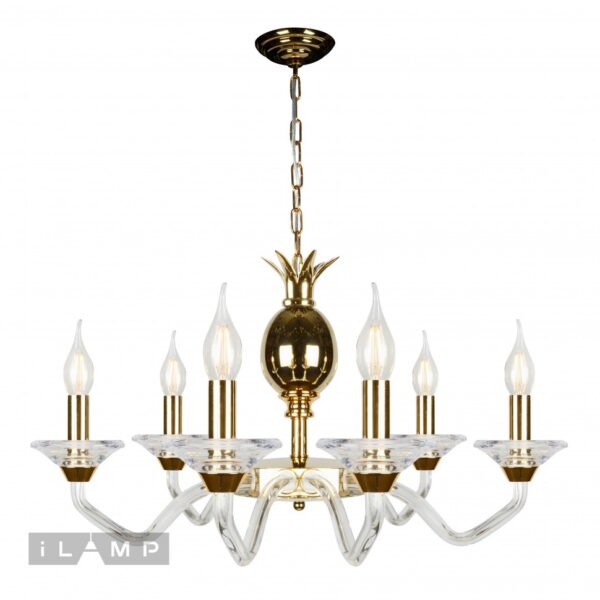 Подвесная люстра iLamp Flo YT2049-8 Золото+прозрачная Подвесная люстра iLamp Flo YT2049-8 Золото+прозрачная