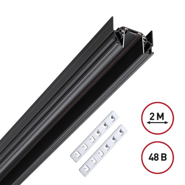 5a22260a98a78baffcda28f30cf72d30 135201 SHINO NT23 172 черный Низковольтный шинопровод для монтажа в натяжной потолок 2м IP20 48V SMAL