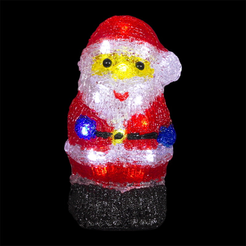 602-F акриловая фигурка 3D светодиод.»Дед мороз»,Н-20хD11см,питание от батареекАА 2шт(не в компл.)