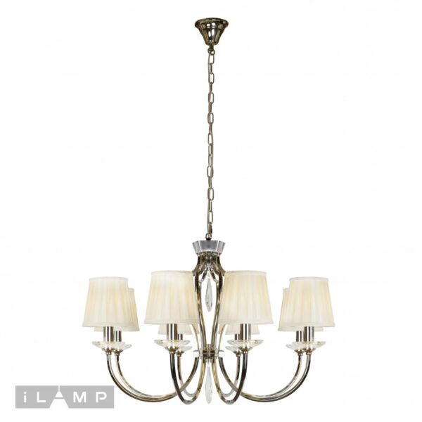 Подвесная люстра iLamp Charm P2508-8 Никель+беж Подвесная люстра iLamp Charm P2508-8 Никель+беж
