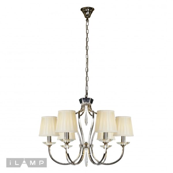Подвесная люстра iLamp Charm P2508-6 Никель+беж Подвесная люстра iLamp Charm P2508-6 Никель+беж