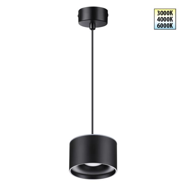 80fb854d23006ddc4fa2d98a87083721 358968 OVER NT22 352 черный Светильник накладной с переключ. цв. температуры, провод 2м IP20 LED 3000К4000К6000К 12W вниз + 3ВW вверх 110-265V GIRO