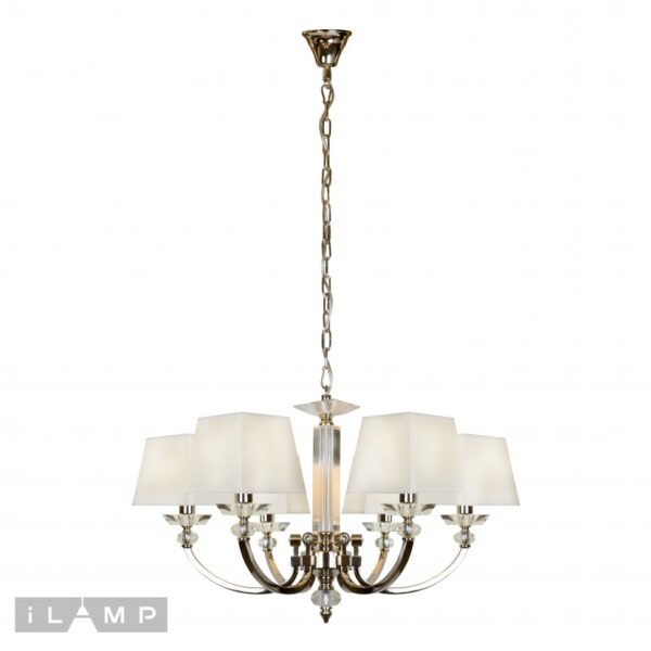 Подвесная люстра iLamp Blues P9404-6 Никель+белый Подвесная люстра iLamp Blues P9404-6 Никель+белый
