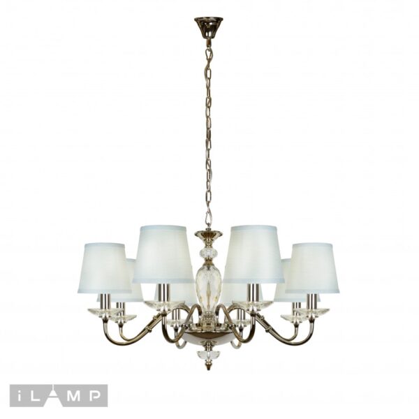 Подвесная люстра iLamp Dolce Vita P2345-8 Никель+голубой Подвесная люстра iLamp Dolce Vita P2345-8 Никель+голубой