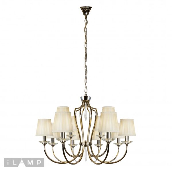 Подвесная люстра iLamp Charm P2508-8+4 Никель+беж Подвесная люстра iLamp Charm P2508-8+4 Никель+беж