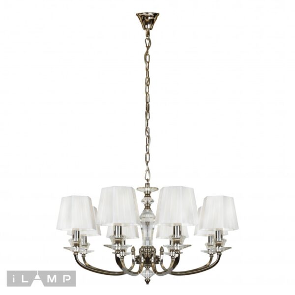 Подвесная люстра iLamp Holywood P9399-8 Никель+белый Подвесная люстра iLamp Holywood P9399-8 Никель+белый