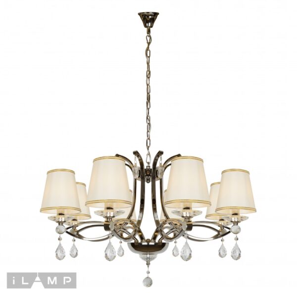 Подвесная люстра iLamp Cenro P7505-8 Никель+белый Подвесная люстра iLamp Cenro P7505-8 Никель+белый