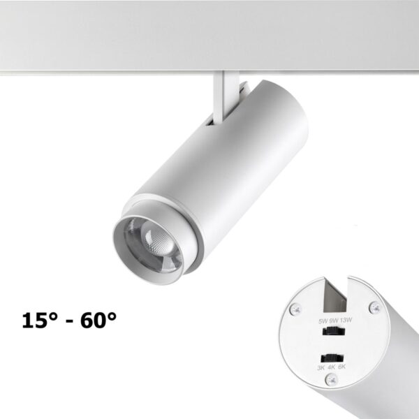 a9c4da463f160c8c2991b484b053b406 359206 SHINO NT23 070 белый Трековый светильник для низков. шинопровода с переключ. цветовой температуры и мощности IP20 LED 3000К4000К6000К 5W/9W/1