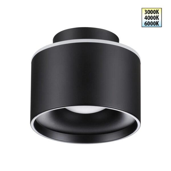 a9f44136e523da66fbf1fe939af3d1e1 358971 OVER NT22 350 черный Светильник накладной с переключ. цв. температуры IP20 LED 3000К4000К6000К 12W вниз + 3W вверх 110-265V GIRO