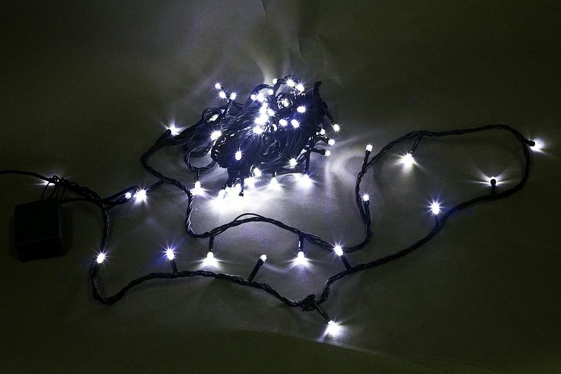 A-001A LED WT гирлянда светодиодная 10м 100LED с контроллером, зеленый провод