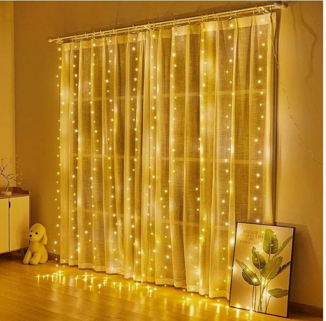 A-973 WW cветовой занавес «Роса», 3х2м, провод серебристый, 200LED, USB-контроллер, ПДУ