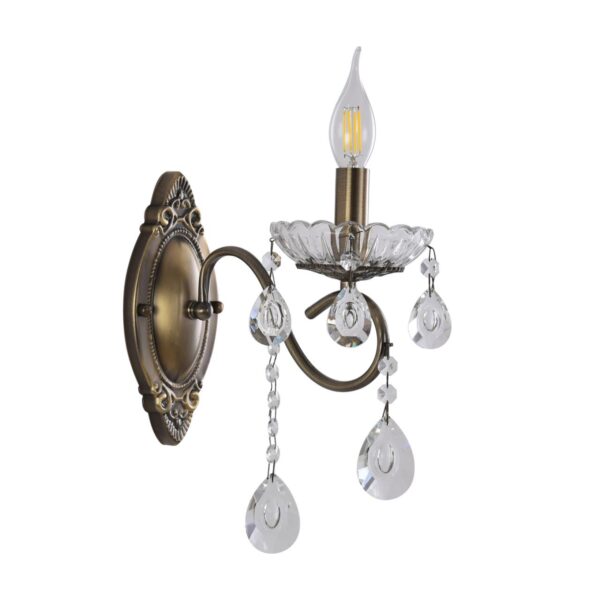 addaba8ce0c942c6496fb657b970a5c7 8346/1W CLASSI LN26 089 бронза/прозрачный, металл/хрусталь Бра E14 1*40W 220V LUINA