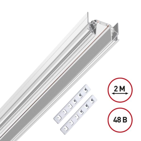 b8c909a24cf13ce3fe59b90bf43867c3 135202 SHINO NT23 044 белый Низковольтный шинопровод для монтажа в натяжной потолок 2м IP20 48V SMAL