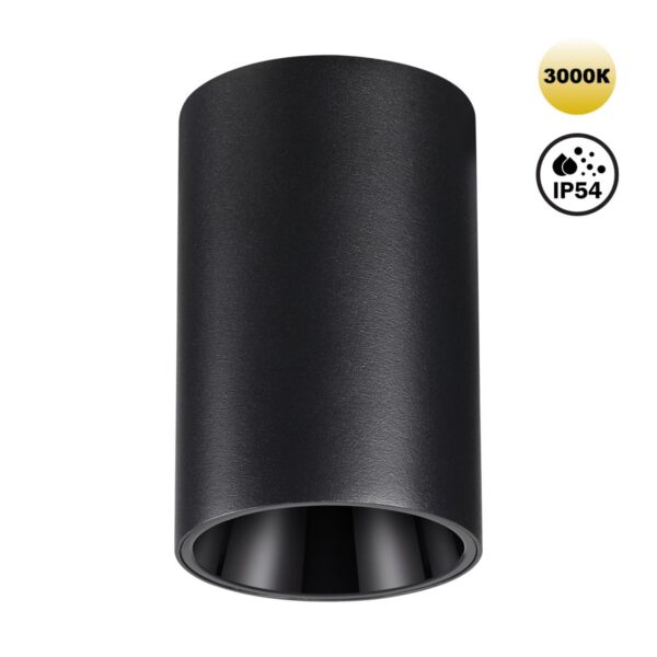 c85ccd5050d0710bb41ce1ae682edc7a 359418 OVER NT24 376 черный Светильник накладной влагозащищенный IP54 LED 10W 170-265V 3000К 830Лм RECTE