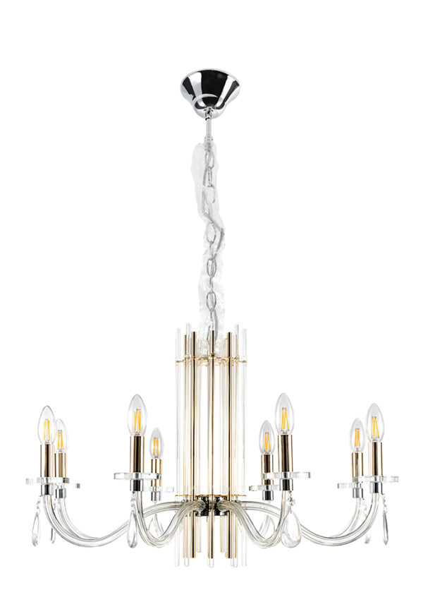AURELIO_SP8_GOLD2BCHROME-TRANSPARENT Люстра Crystal Lux AURELIO SP8 GOLD+CHROME/TRANSPARENT