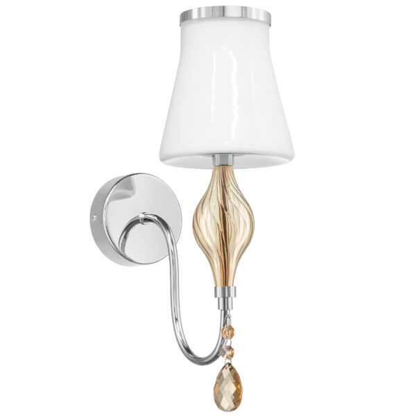 7ed1e8dc1d7511e4b9daf46d04633574_9b54d2198a0611ee8145c81f66f678b0 806610 Бра ESCICA 1х40W E14 БЕЛЫЙ/КОНЬЯК/ХРОМ