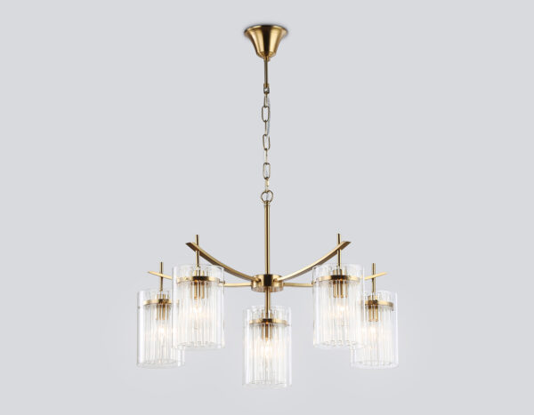 LH56031_mode1_1 LH56031/5+1 BS/CL латунь/прозрачный E14*6 max 40W D680*1200