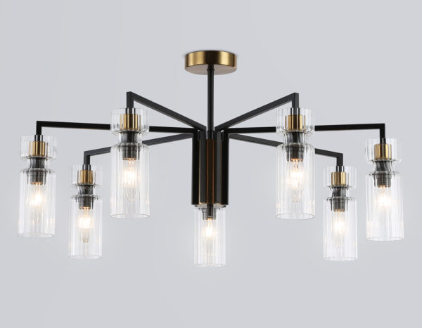 LH56115_mode1 LH56115/7 BK/BS/CL черный/латунь/прозрачный E14*7 max 40W D705*350