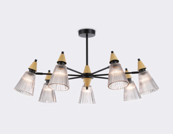 LH58116_mode1 LH58116/7 BK/LW/SM черный/светлое дерево/дымчатый E14*7 max 40W D750*390