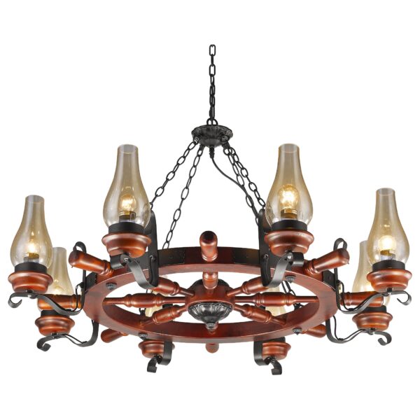 5c74fmc89uw3pit6nokklk7suf38r2aj-1 583-703-08 VELANTE Деревянный стиль светильник подвесной, E27, 8x60W