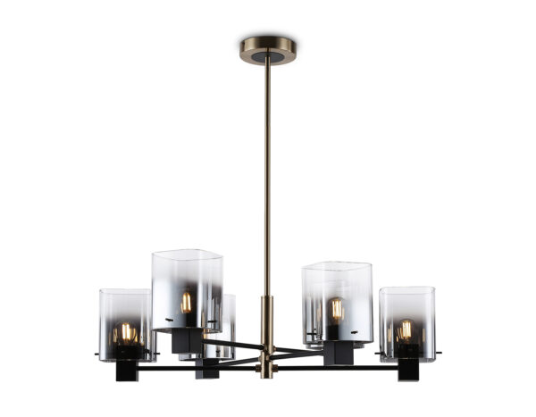 LH57041-2 LH57041/6 BK/DBS/SM черный/темная латунь/дымчатый E14/6 max 40W D690*690