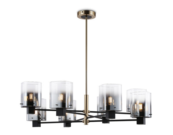 LH57043-2 LH57043/8 BK/DBS/SM черный/темная латунь/дымчатый E14/8 max 40W D830*710