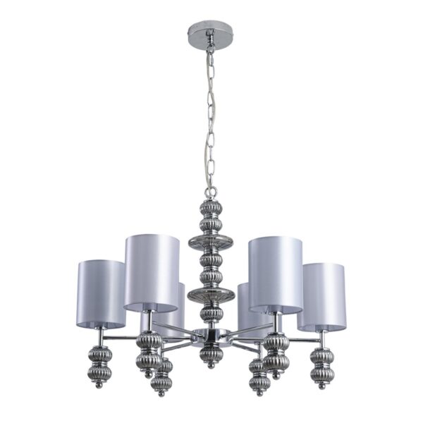 bd77431f1bd730f57ace81f930b8e08d 8338/6 MODERNI LN26 143 хром/серый, металл/стекло/текстиль Люстра E14 6*40W 220V ILMIRA