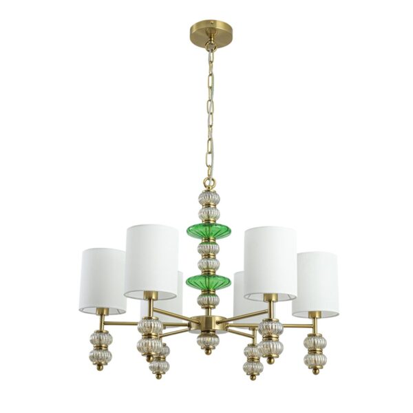 f56dd6cdafdeab23c7af7c0bd776dfc7 8337/6 MODERNI LN26 144 бронза/белый/зеленый, металл/стекло/текстиль Люстра E14 6*40W 220V ILMIRA