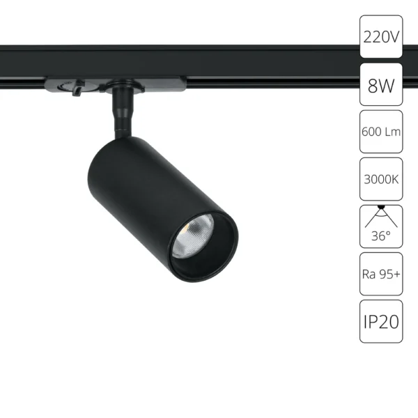 0-1077 A1335PL-1BK СВЕТИЛЬНИК ПОТОЛОЧНЫЙ AERO 220В 8Вт 600Лм 3000К 90+ 36°