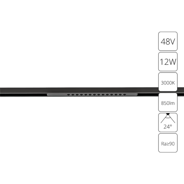 0-1266 A7286PL-1BK СВЕТИЛЬНИК ПОТОЛОЧНЫЙ OPTIMA 48В 12Вт 850Лм 3000K 90+ 24°