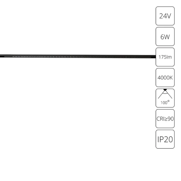 0-1327 A6230PL-1BK СВЕТИЛЬНИК ТРЕКОВЫЙ ДЛЯ МАГНИТНОГО ШИНОПРОВОДА PRESTO 24В 6Вт 175лм 4000К 90+ 100°