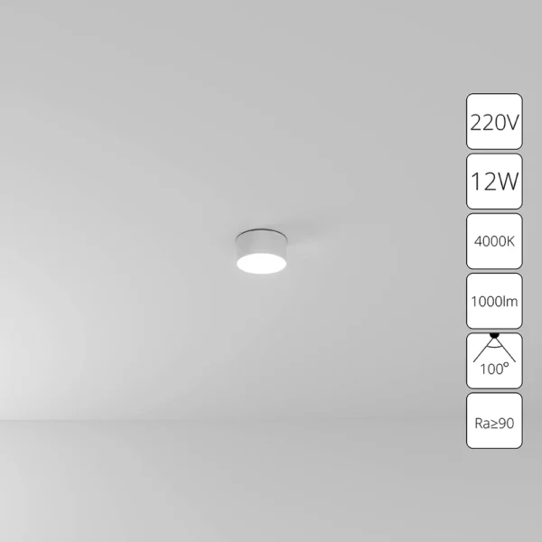 0-1342 A6612PL-1WH СВЕТИЛЬНИК ПОТОЛОЧНЫЙ FADO 220В 115мм 12Вт 1000Лм 4000К 90+ 110°
