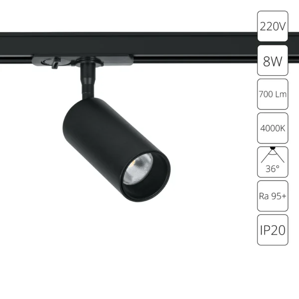 0-1369 A1345PL-1BK СВЕТИЛЬНИК ПОТОЛОЧНЫЙ AERO 220В 8Вт 700Лм 4000К 90+ 36°