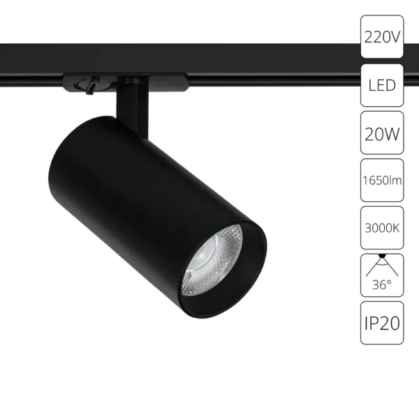 0-1377 A1937PL-1BK СВЕТИЛЬНИК ПОТОЛОЧНЫЙ BENE 220В 20Вт 1650Лм 3000К 90+ 36°