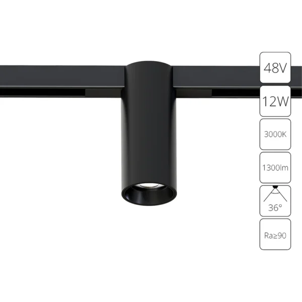 0-1427 A7290PL-1BK СВЕТИЛЬНИК ПОТОЛОЧНЫЙ OPTIMA 48В 12Вт 1300Лм 3000К 90+ 36°