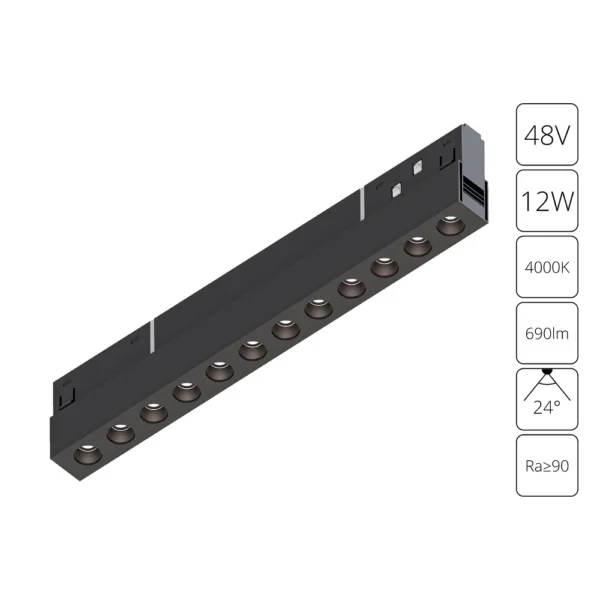 0-1703 A5724PL-1BK СВЕТИЛЬНИК ПОТОЛОЧНЫЙ EXPERT 48В 12Вт 690Лм 4000К 90+ 24°
