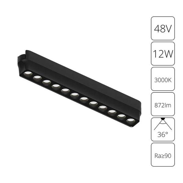0-1983 A1154PL-1BK СВЕТИЛЬНИК ПОТОЛОЧНЫЙ RAPID 48В 12Вт 872лм 3000К 90+ 36°
