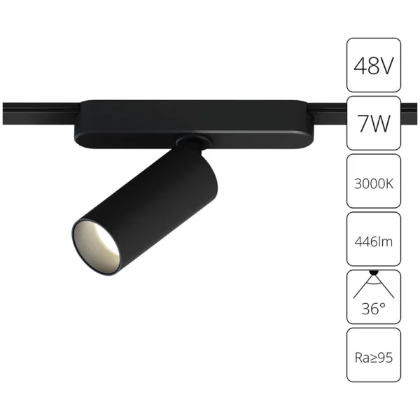 0-1984 A1156PL-1BK СВЕТИЛЬНИК ПОТОЛОЧНЫЙ RAPID 48В 7Вт 446лм 3000К 95+ 36°