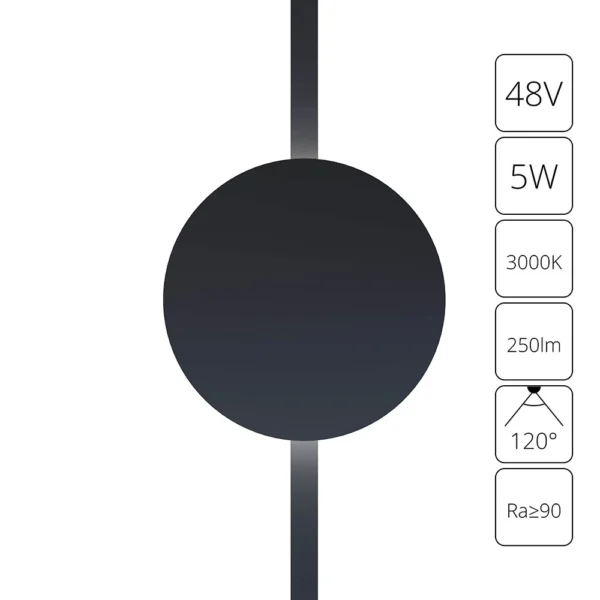 0-1990 A1163PL-1BK СВЕТИЛЬНИК НАСТЕННЫЙ RAPID 48В 5Вт 250лм 3000К 90+ 120°