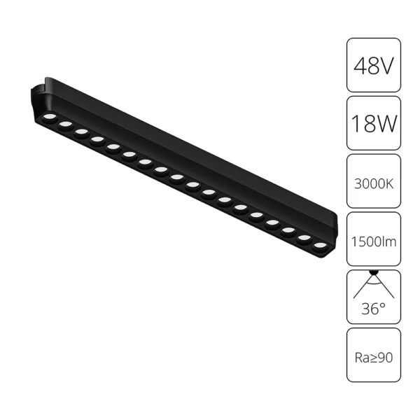 0-2325 A1169PL-1BK СВЕТИЛЬНИК ПОТОЛОЧНЫЙ RAPID 48В 18Вт 1500лм 3000К 90+ 36°