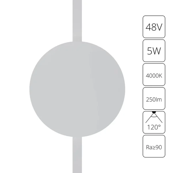 0-2334 A6163PL-1WH СВЕТИЛЬНИК НАСТЕННЫЙ RAPID 48В 5Вт 250лм 4000К 90+ 120°