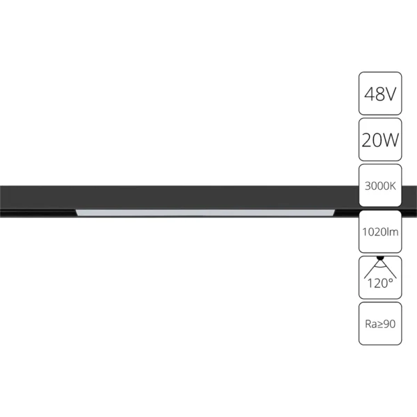 0-2488 A4673PL-1BK СВЕТИЛЬНИК ПОТОЛОЧНЫЙ LINEA 48В 20Вт 1020Лм 3000К 90+ 120°