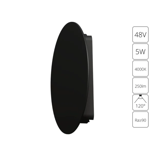 0-2620 A6163PL-1BK СВЕТИЛЬНИК НАСТЕННЫЙ RAPID 48В 5Вт 250лм 4000К 90+ 120°