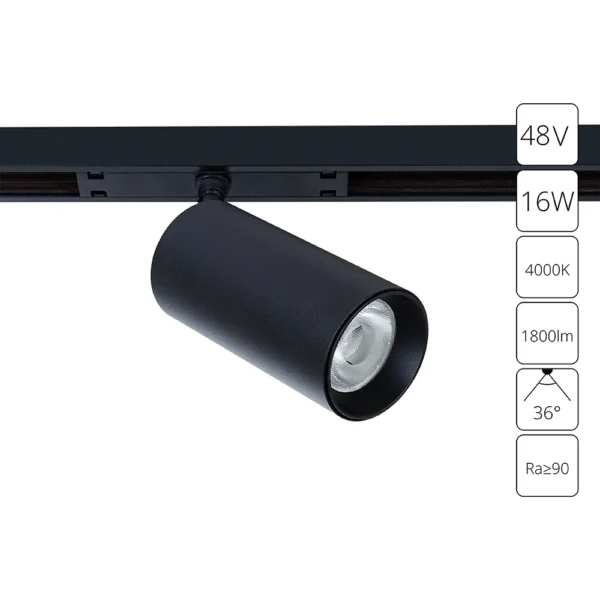 0-263 A7262PL-1BK СВЕТИЛЬНИК ПОТОЛОЧНЫЙ OPTIMA 48В 16Вт 1800Лм 4000К 90+ 36°