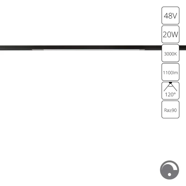 0-532 A7494PL-1BK СВЕТИЛЬНИК ПОТОЛОЧНЫЙ OPTIMA 48В 20Вт 1100Лм 3000К 90+ 120° диммирование 0/1-10В